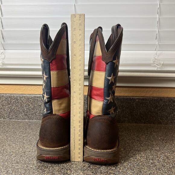 Durango Rebel Boots Mens Sz 7.5 EE Brown American Flag Cowboy Square Toe Mid 12" - Picture 6 of 9